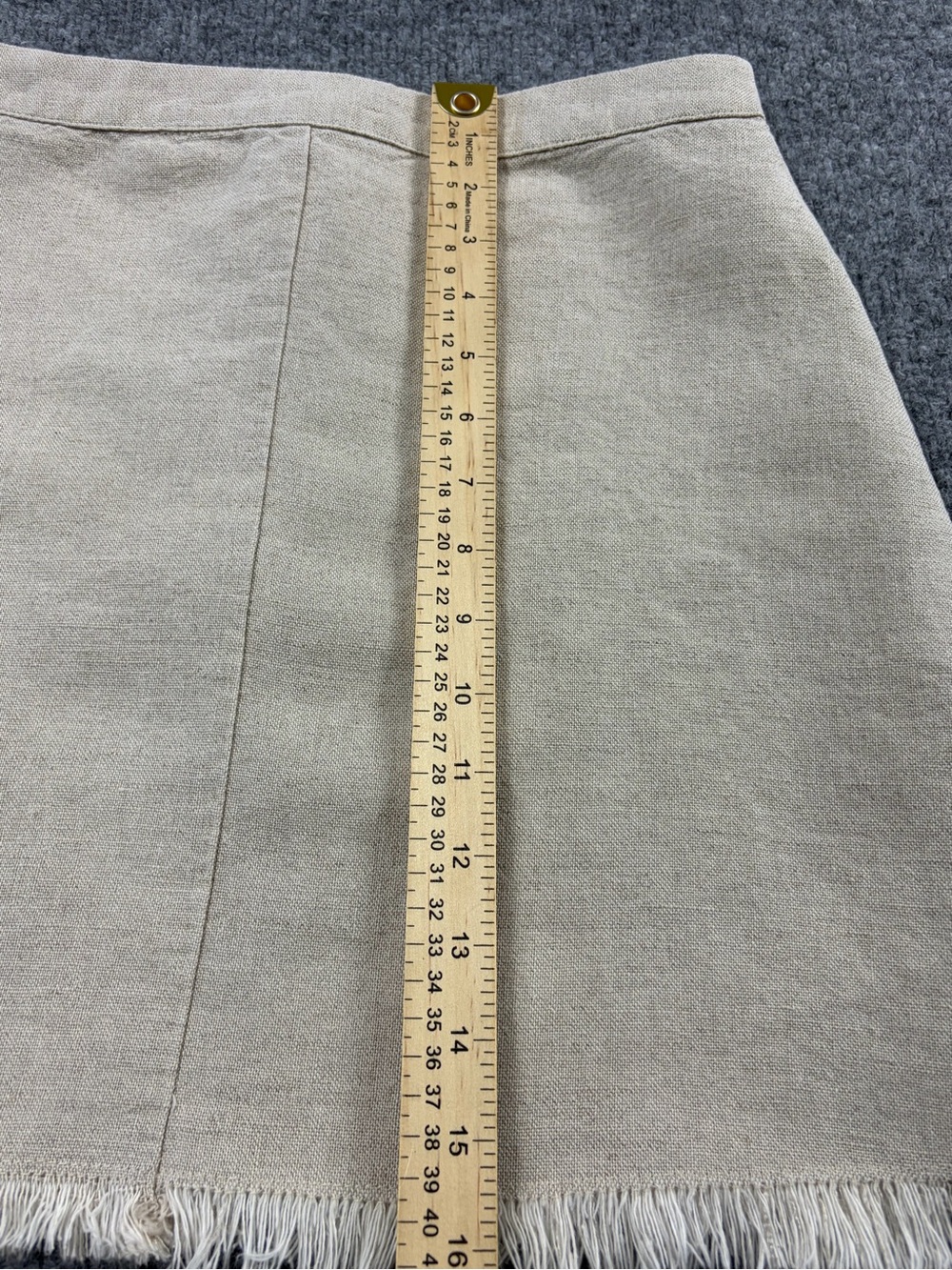 Petal & Pup Beige Linen Raw-Hem A-Line Mini Skirt | M - Picture 7 of 9